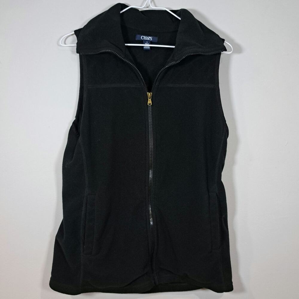 Chaps Women's Medium Black Fleece Full Zip Vest